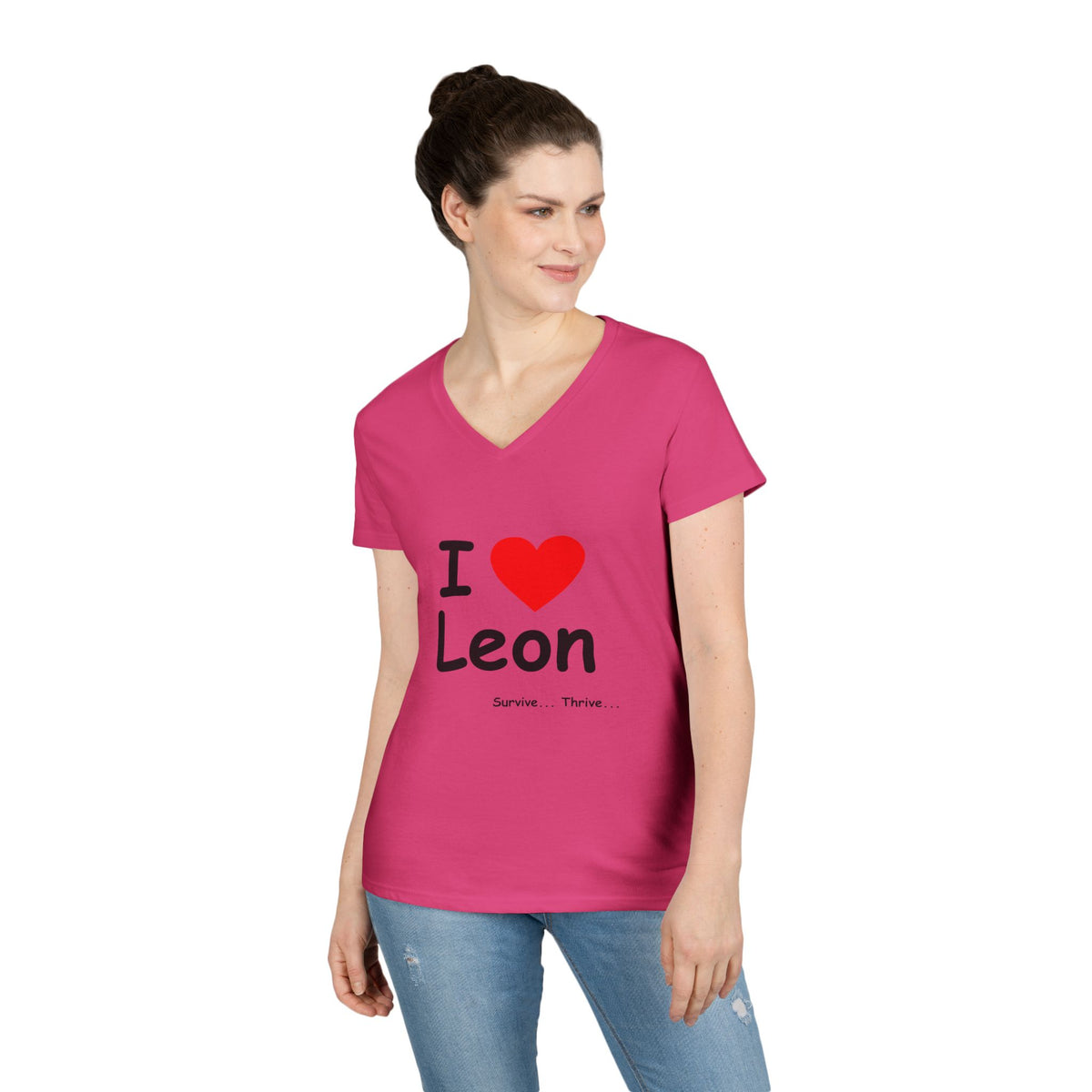 I Love Leon Ladies' V-Neck T-Shirt
