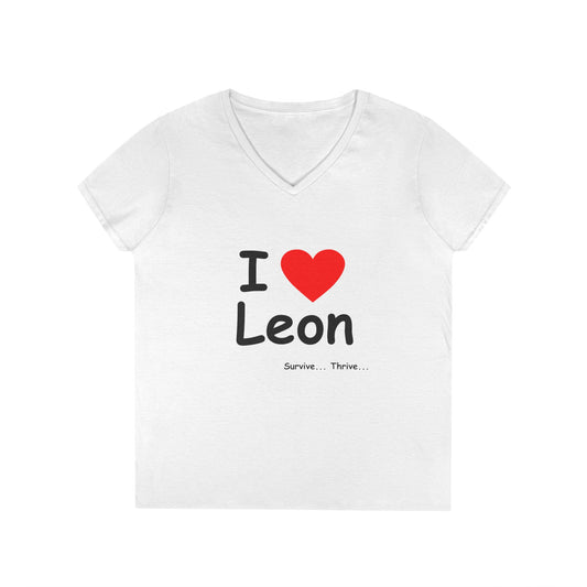 I Love Leon Ladies' V-Neck T-Shirt