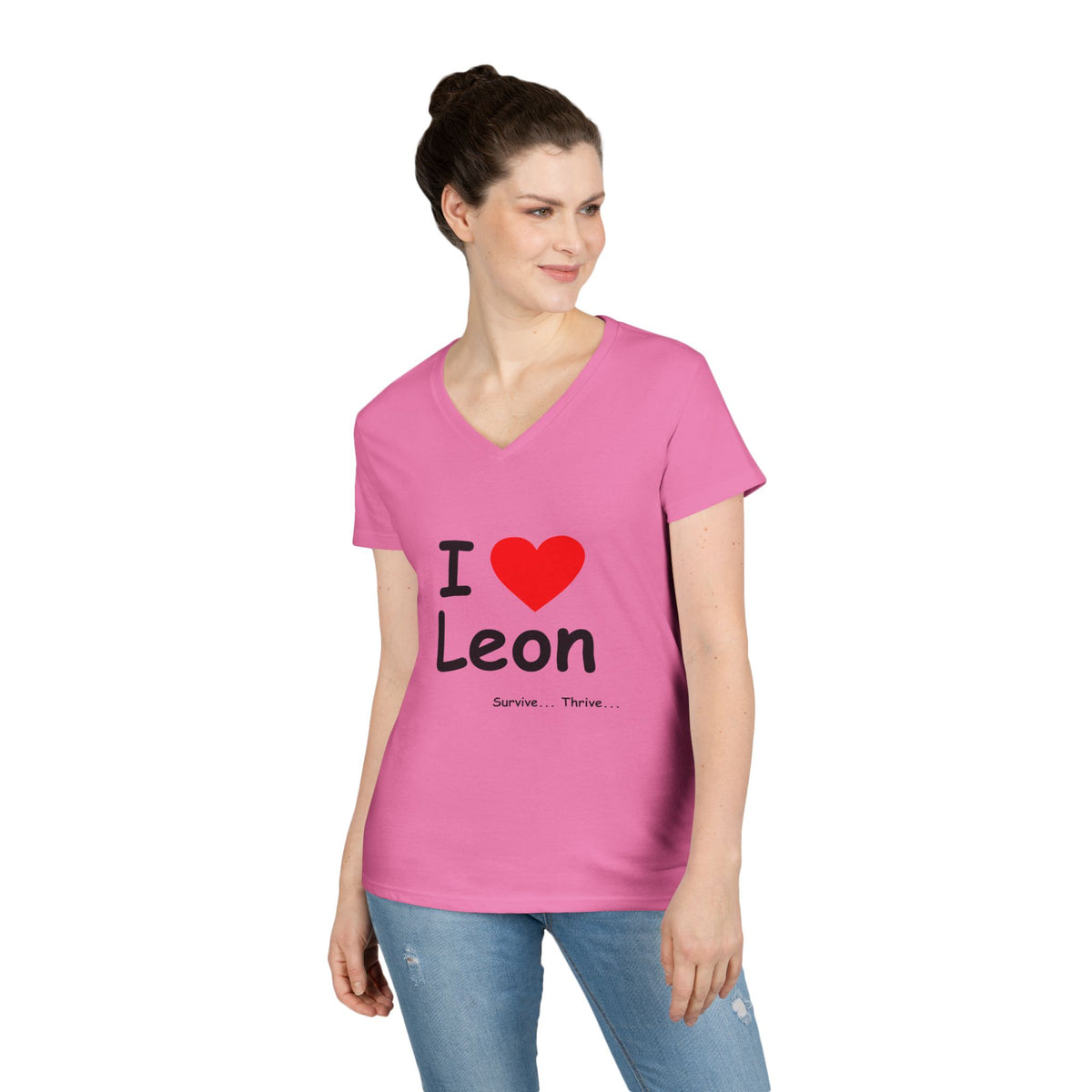 I Love Leon Ladies' V-Neck T-Shirt