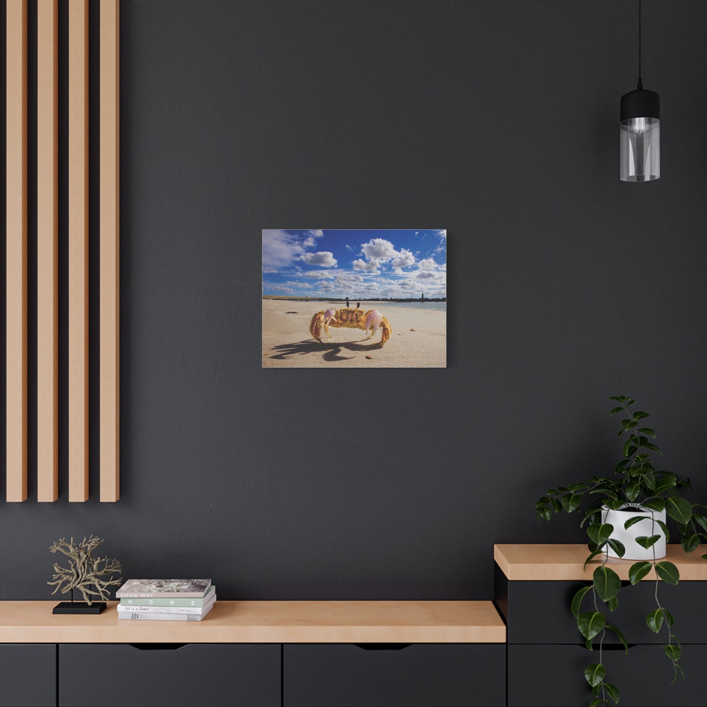 Beach Crab Art - As seen in the Leon The Lobster video series.  The original of this beautiful beach view hangs on the wall near Leon's aquarium.  Matte Canvas, Stretched, 1.25"