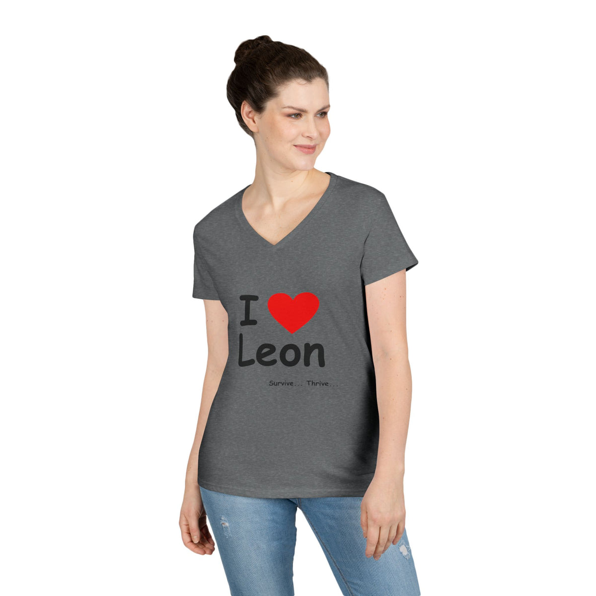 I Love Leon Ladies' V-Neck T-Shirt