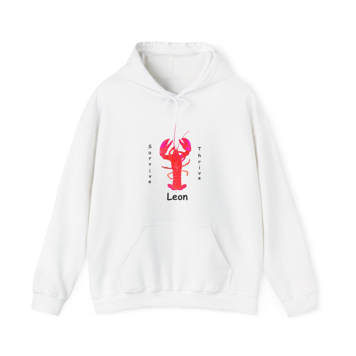 Unisex Heavy Blend™ Hooded Sweatshirt.  The art is from an actual photo of Leon, complete with his trademark back patch,... survive, thrive,...