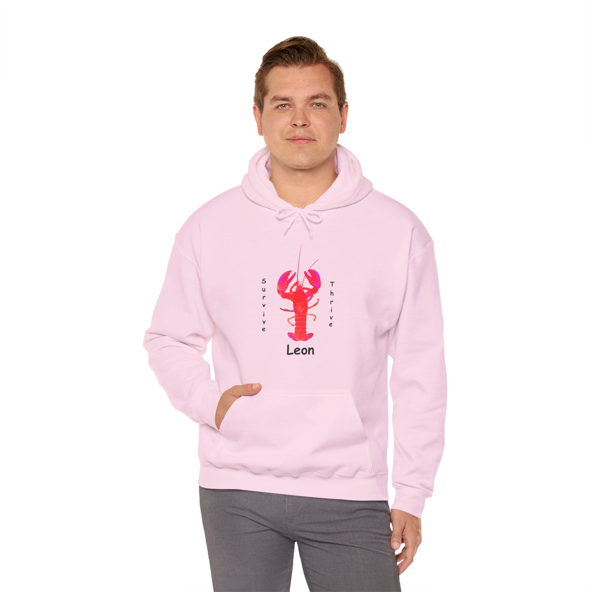 Unisex Heavy Blend™ Hooded Sweatshirt.  The art is from an actual photo of Leon, complete with his trademark back patch,... survive, thrive,...