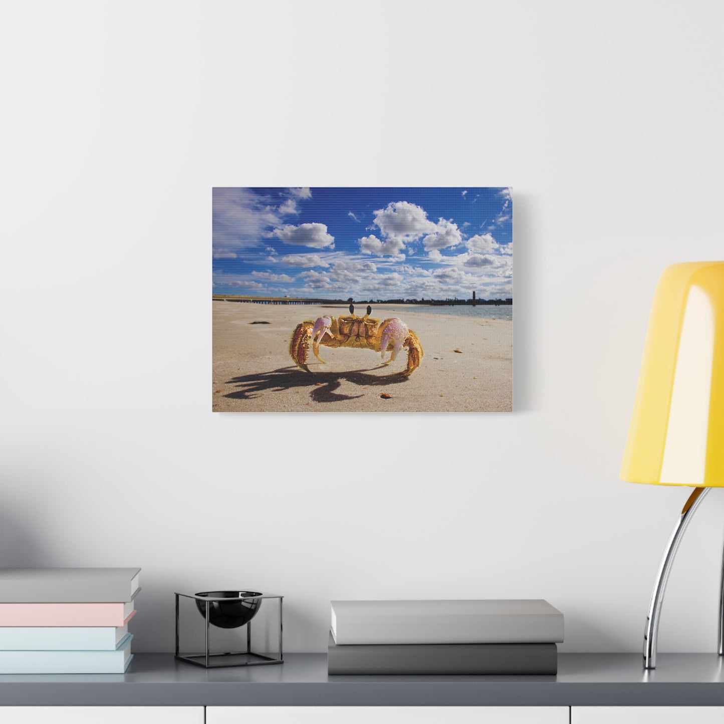 Beach Crab Art - As seen in the Leon The Lobster video series.  The original of this beautiful beach view hangs on the wall near Leon's aquarium.  Matte Canvas, Stretched, 1.25"
