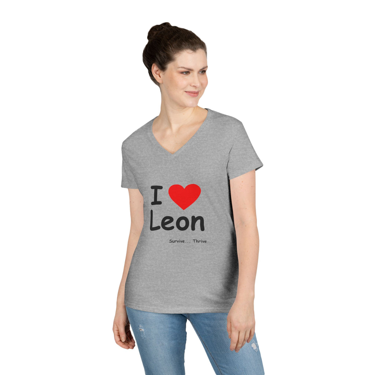 I Love Leon Ladies' V-Neck T-Shirt