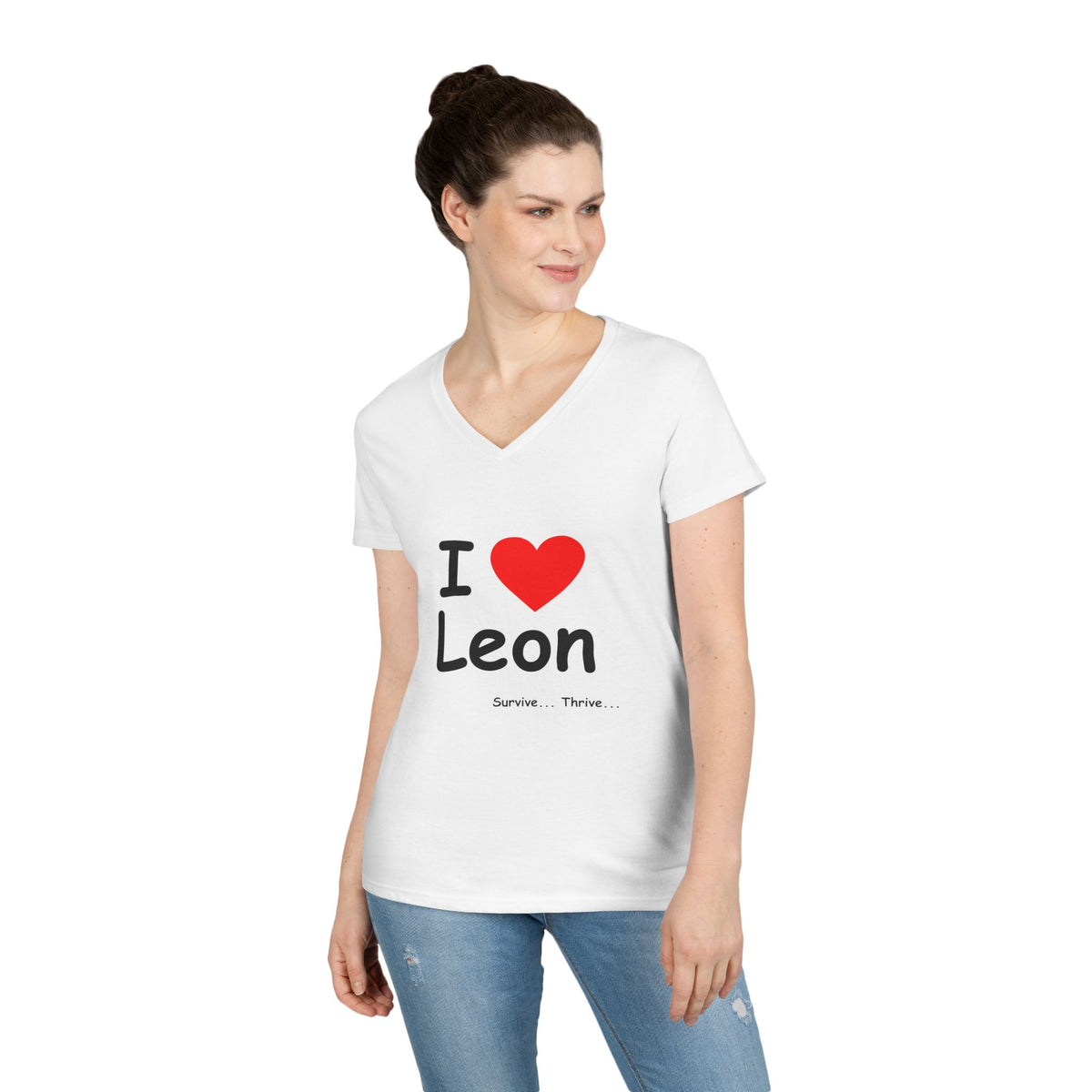 I Love Leon Ladies' V-Neck T-Shirt