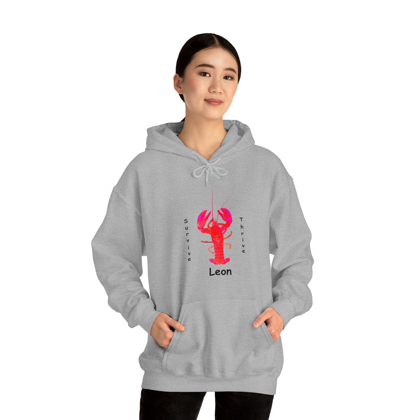 Unisex Heavy Blend™ Hooded Sweatshirt.  The art is from an actual photo of Leon, complete with his trademark back patch,... survive, thrive,...