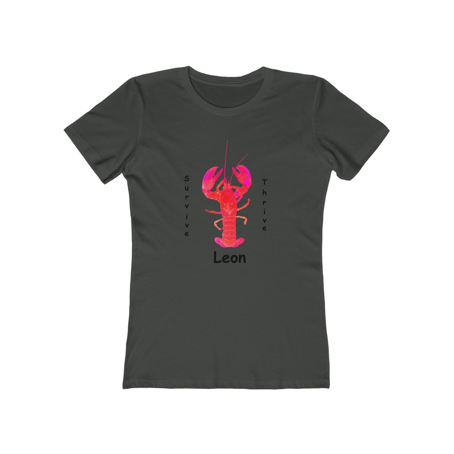 Women's The Boyfriend Tee.  The art is from an actual photo of Leon, complete with his trademark back patch,... survive, thrive,...