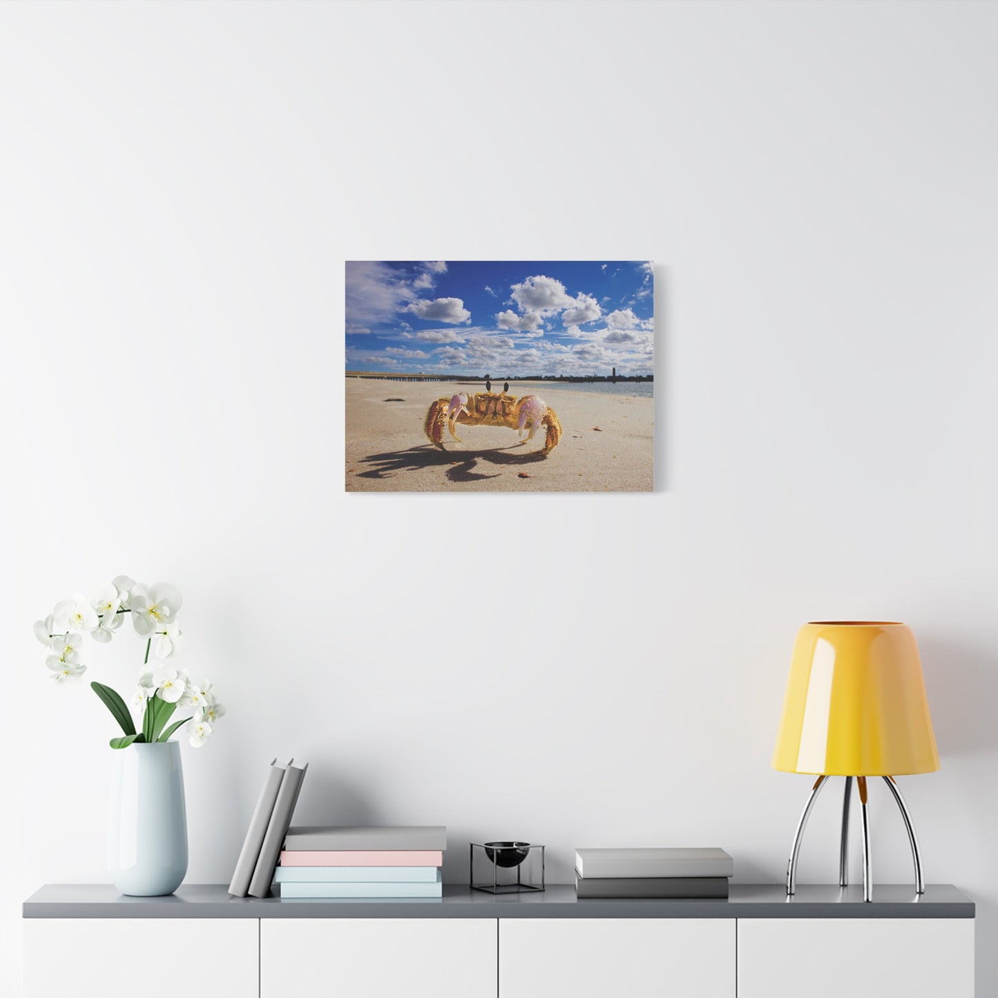 Beach Crab Art - As seen in the Leon The Lobster video series.  The original of this beautiful beach view hangs on the wall near Leon's aquarium.  Matte Canvas, Stretched, 1.25"