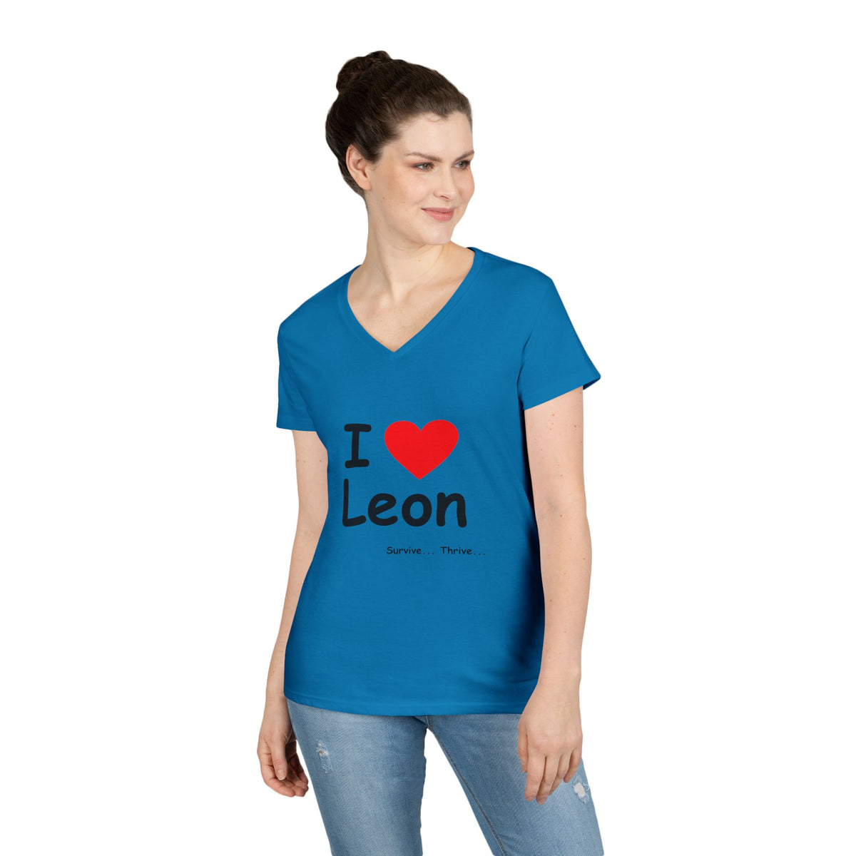 I Love Leon Ladies' V-Neck T-Shirt
