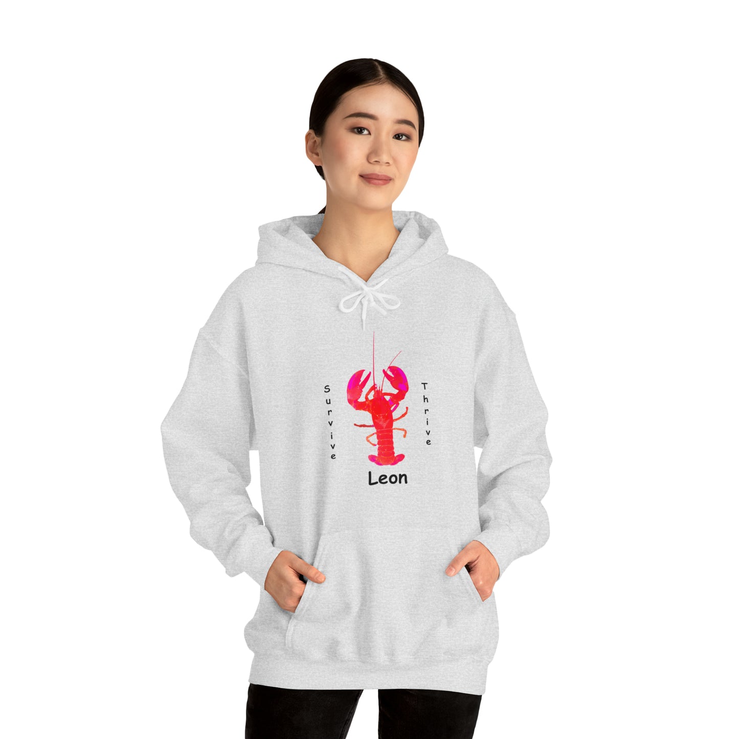 Unisex Heavy Blend™ Hooded Sweatshirt.  The art is from an actual photo of Leon, complete with his trademark back patch,... survive, thrive,...