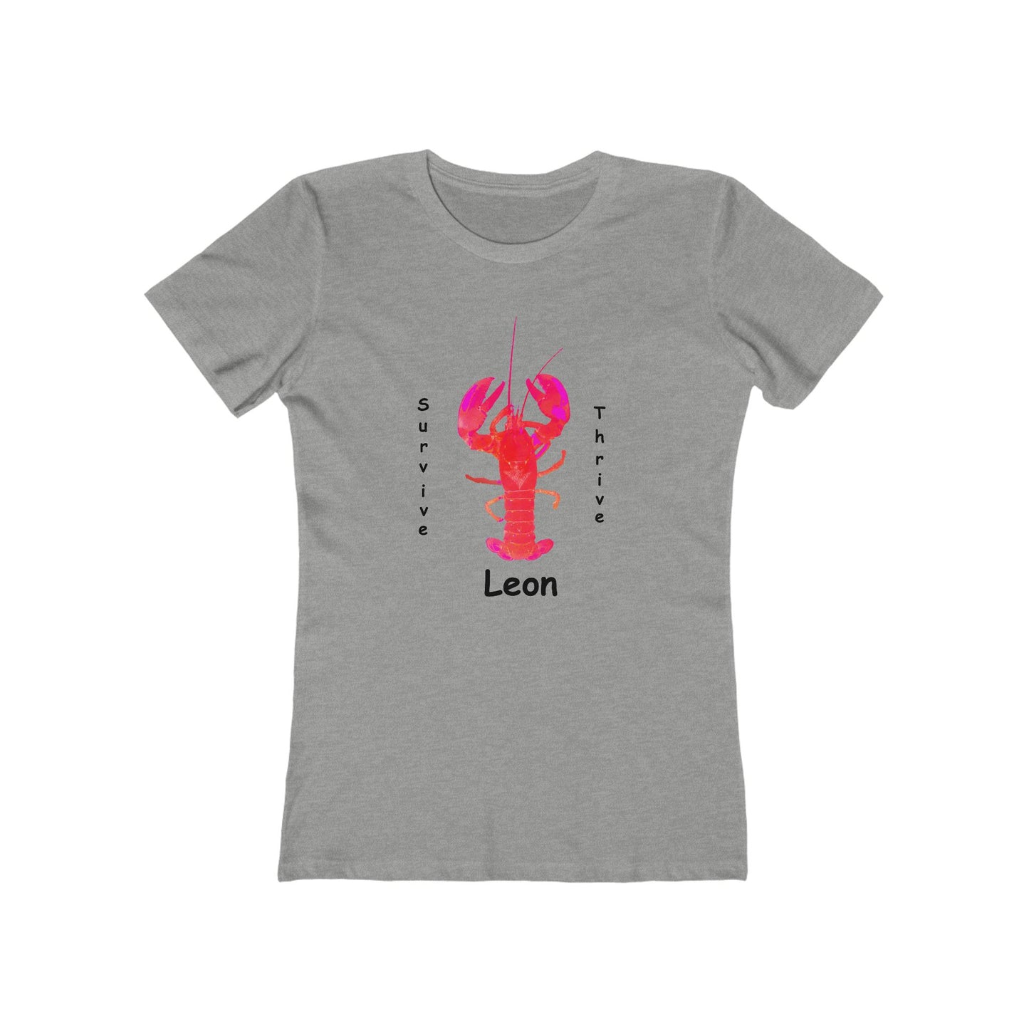 Women's The Boyfriend Tee.  The art is from an actual photo of Leon, complete with his trademark back patch,... survive, thrive,...