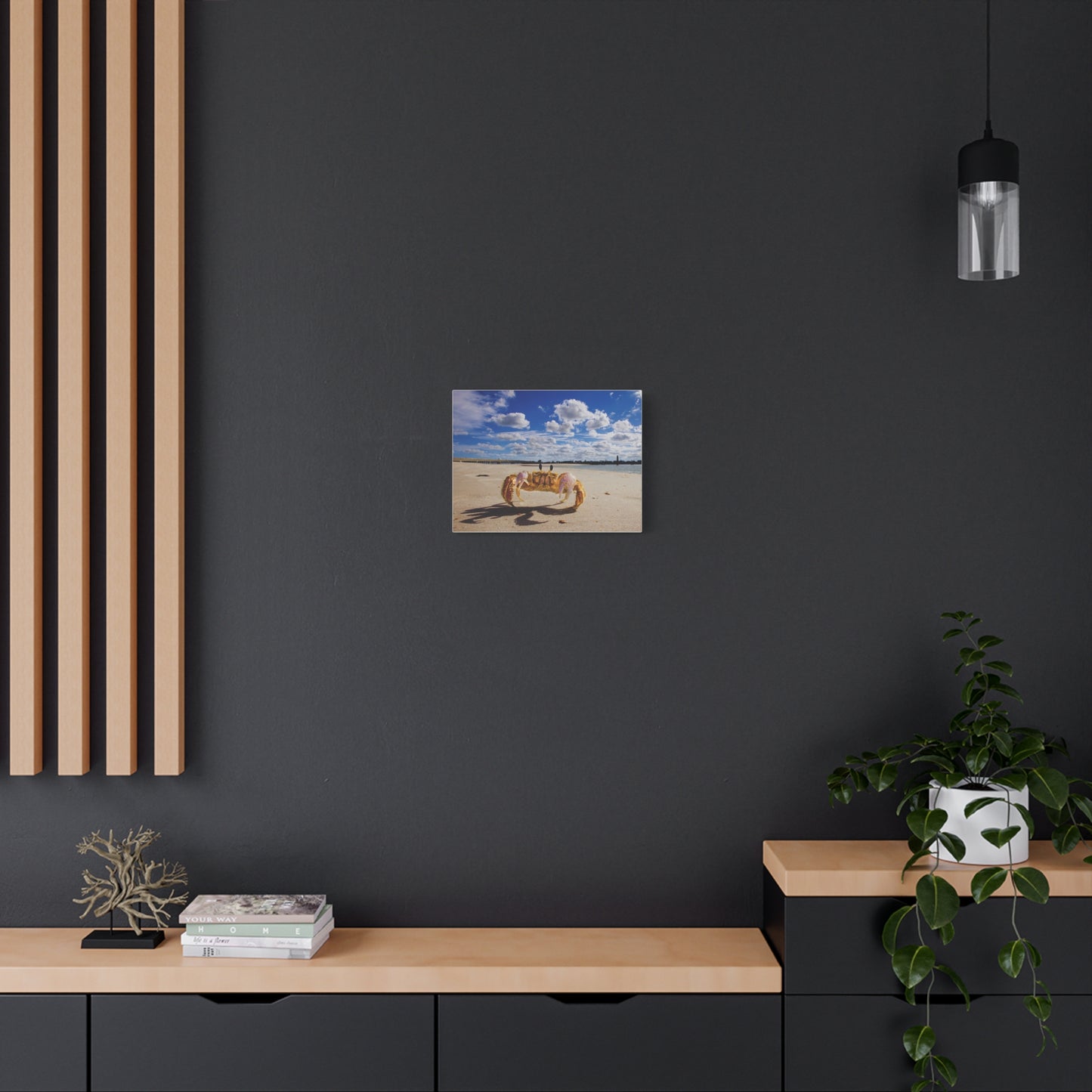 Beach Crab Art - As seen in the Leon The Lobster video series.  The original of this beautiful beach view hangs on the wall near Leon's aquarium.  Matte Canvas, Stretched, 1.25"