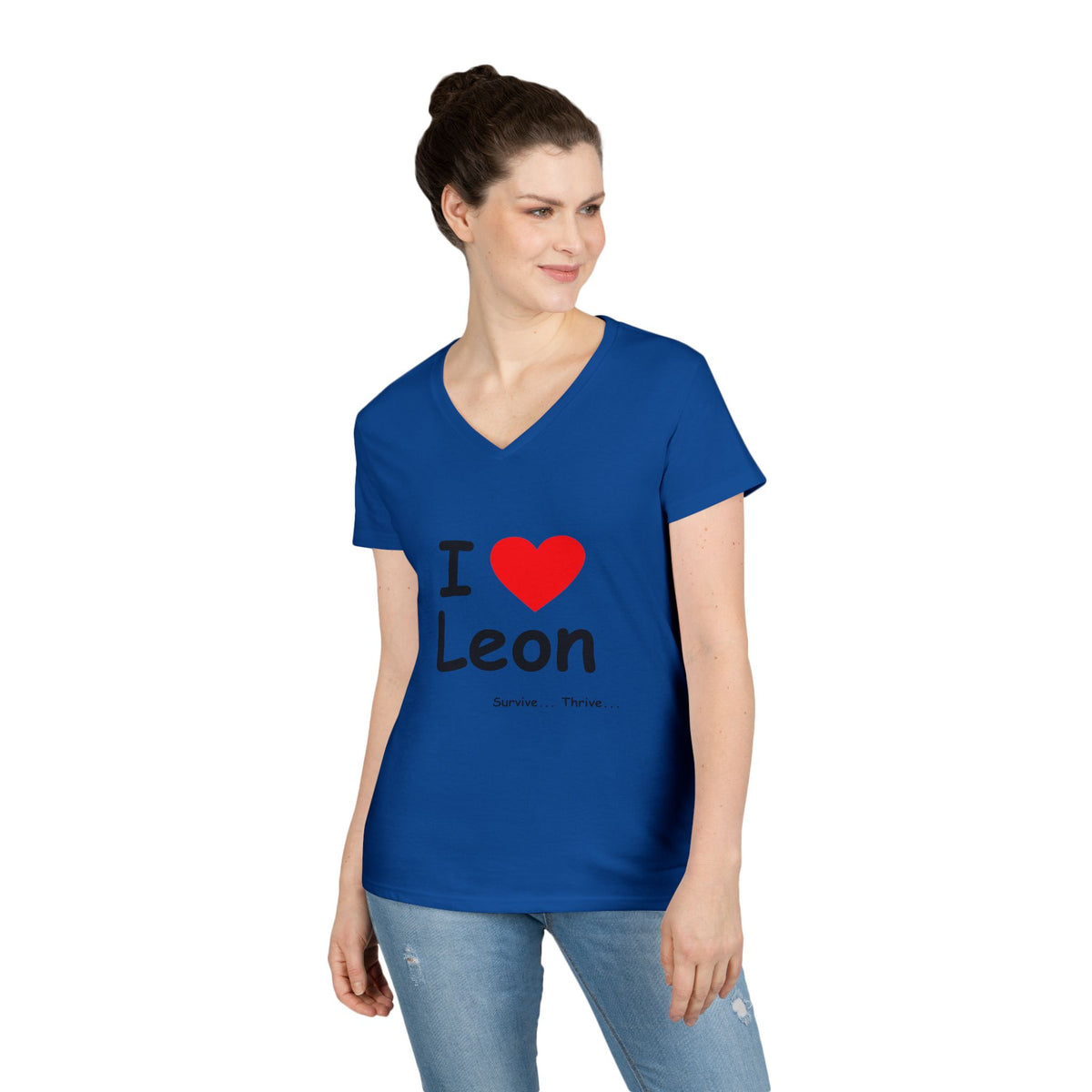 I Love Leon Ladies' V-Neck T-Shirt